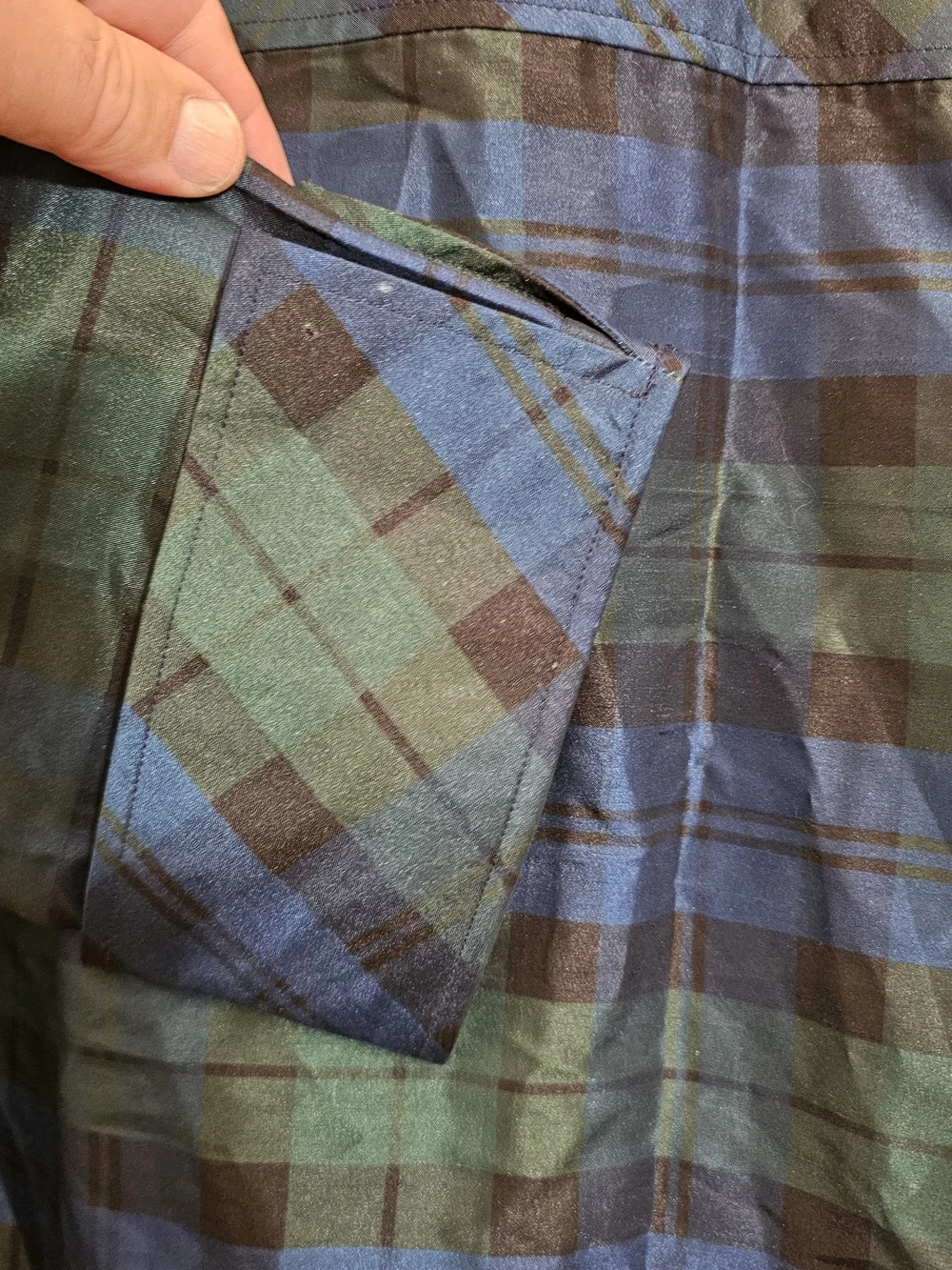 Tuckernuck Plaid Iridescent Metallic Popover Tunic Blouse Size XL